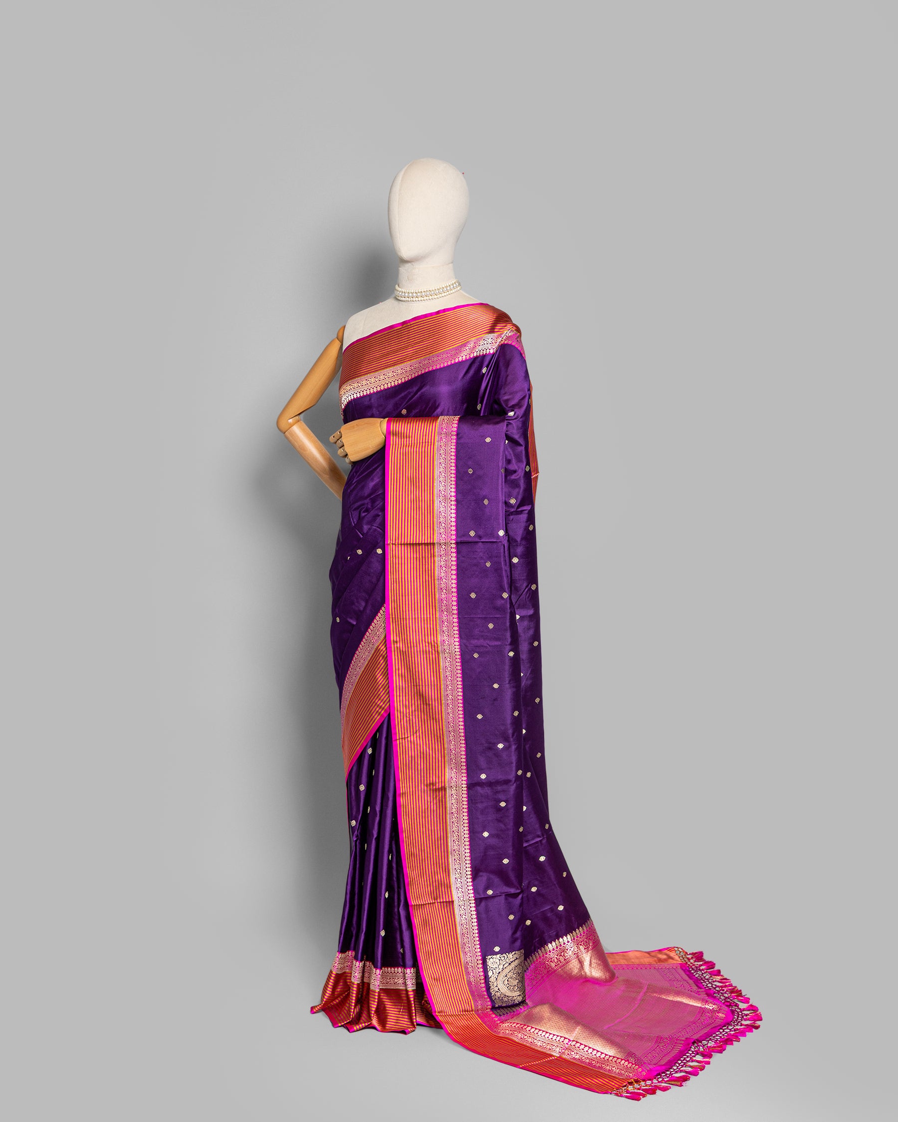 PURPLE MASHRU SILK SAREE WITH BANARASI BUTTI