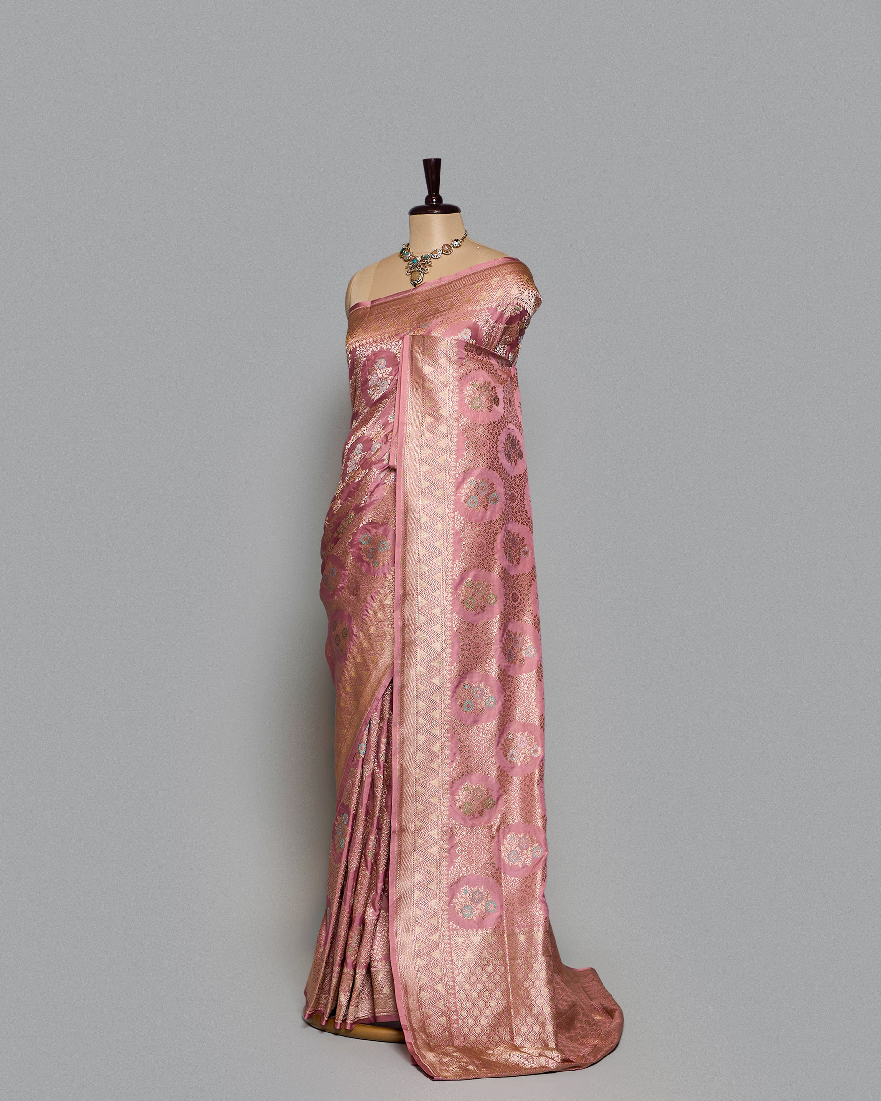 BLUSH PINK TINCHOI MEENAKARI BANARASI SILK SAREE