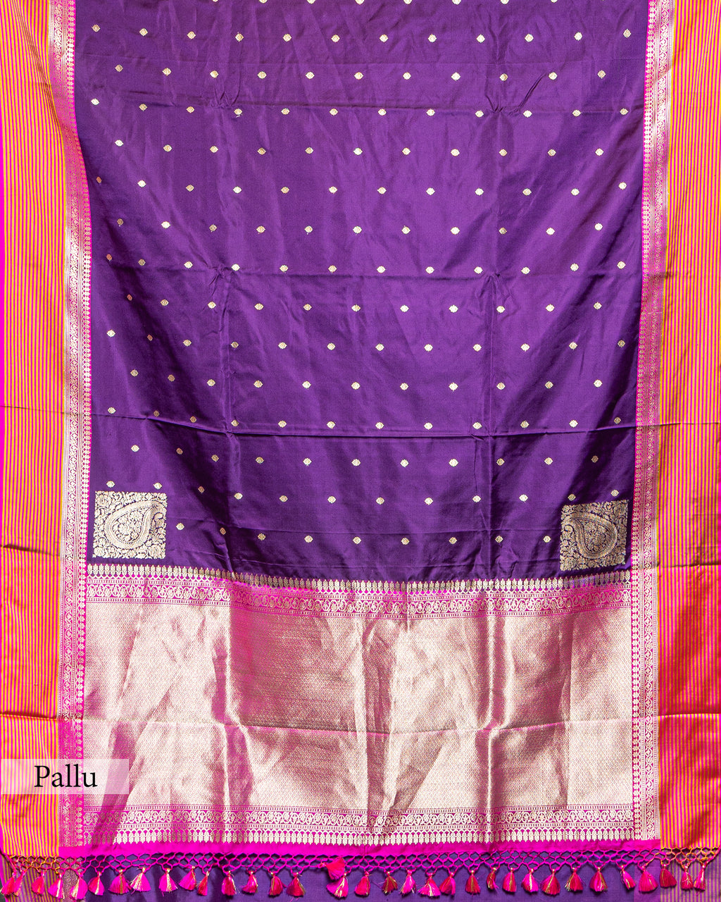PURPLE MASHRU SILK SAREE WITH BANARASI BUTTI