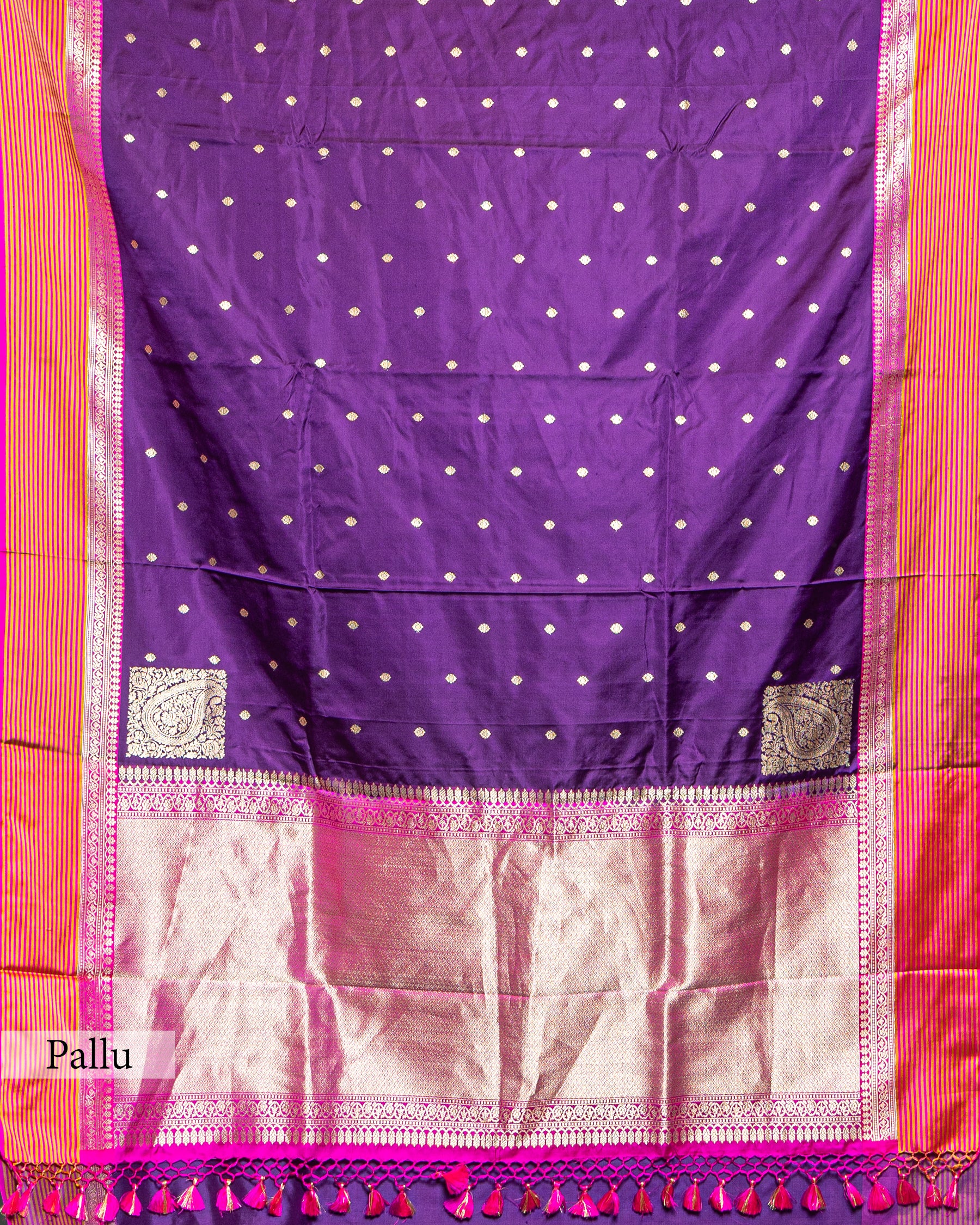 PURPLE MASHRU SILK SAREE WITH BANARASI BUTTI