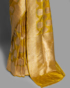 MUSTARD BANARASI SILK SAREE WITH TINCHOI MEENAKARI WORK