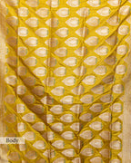 MUSTARD BANARASI SILK SAREE WITH TINCHOI MEENAKARI WORK