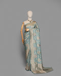 POWDER BLUE BANARASI SILK SAREE WITH TINCHOI MEENAKARI WORK