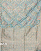 POWDER BLUE BANARASI SILK SAREE WITH TINCHOI MEENAKARI WORK