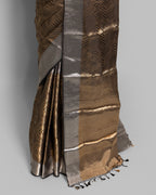 SILVER METALLIC GOLD ZARI WORK SOFT TISSUE SAREE