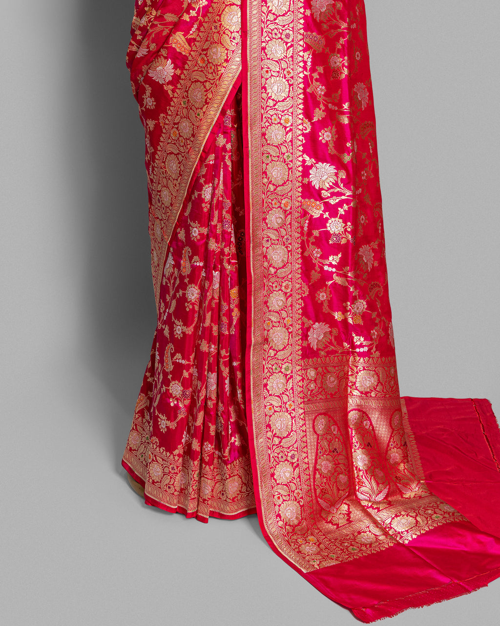DUAL TONE BANARASI SILK SAREE WITH TINCHOI MEENAKARI