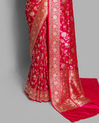 DUAL TONE BANARASI SILK SAREE WITH TINCHOI MEENAKARI