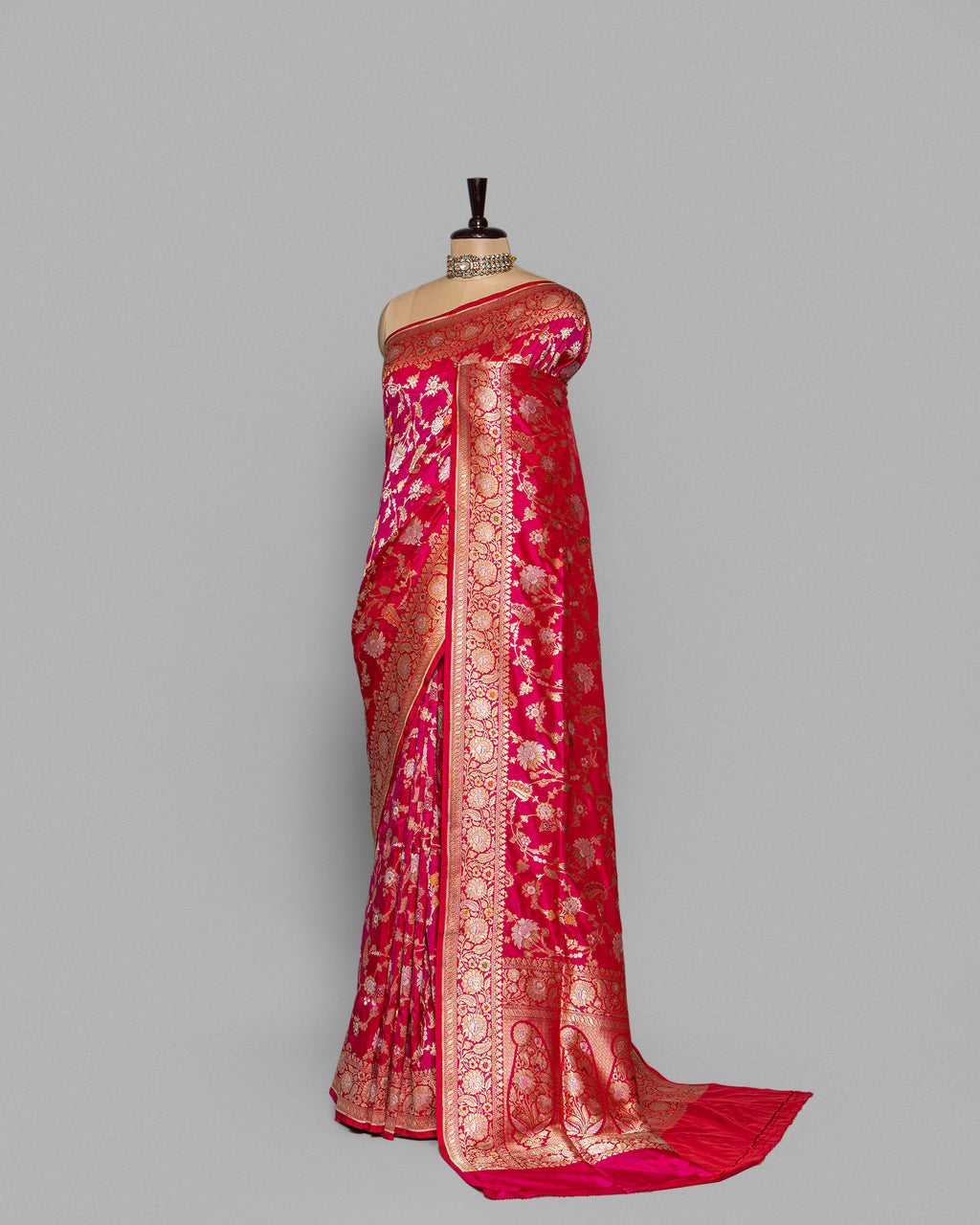 DUAL TONE BANARASI SILK SAREE WITH TINCHOI MEENAKARI
