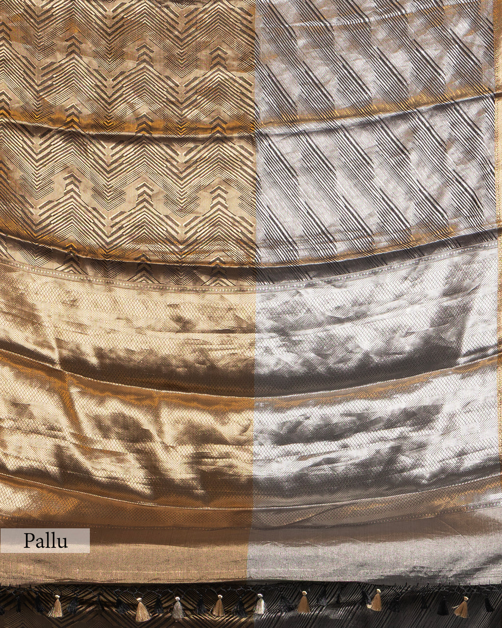 SILVER METALLIC GOLD ZARI WORK SOFT TISSUE SAREE