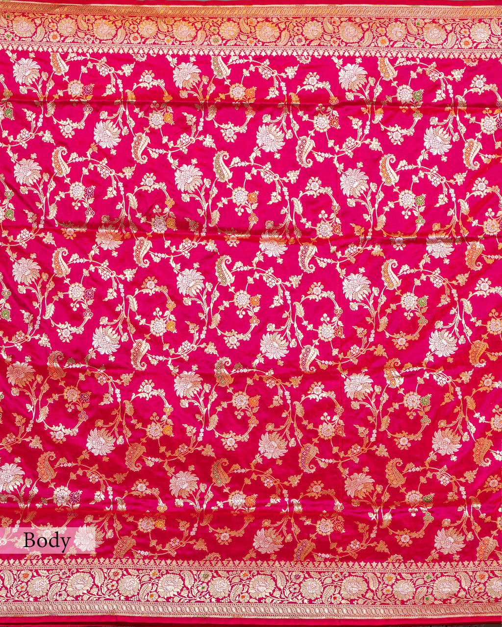 DUAL TONE BANARASI SILK SAREE WITH TINCHOI MEENAKARI