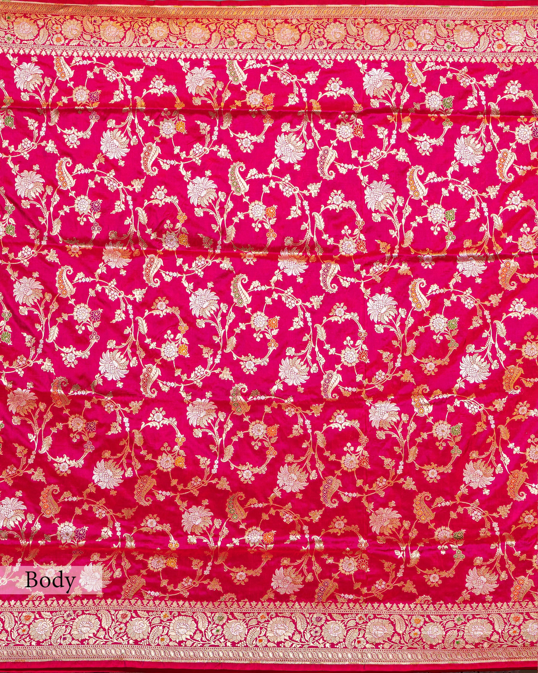 DUAL TONE BANARASI SILK SAREE WITH TINCHOI MEENAKARI