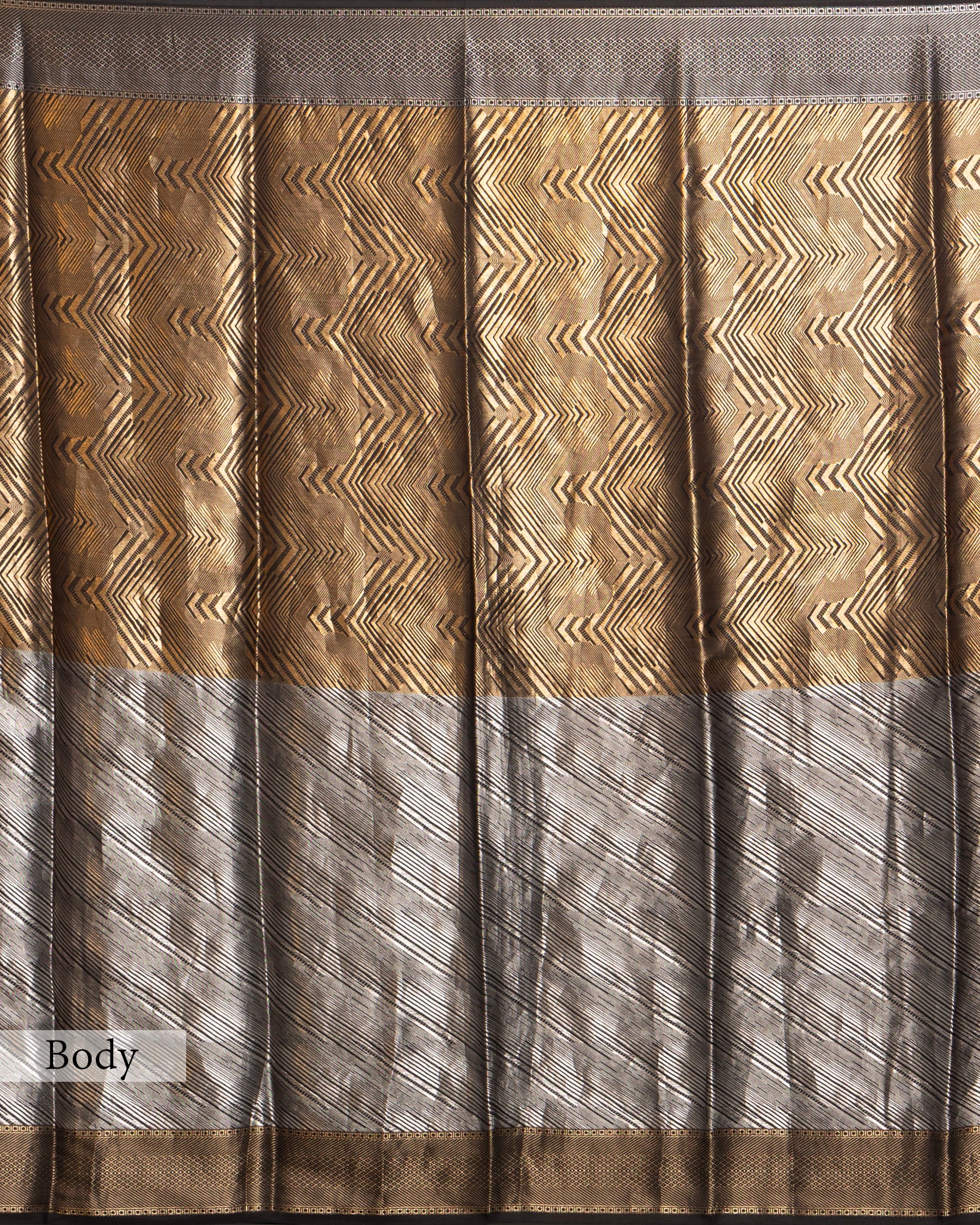 SILVER METALLIC GOLD ZARI WORK SOFT TISSUE SAREE