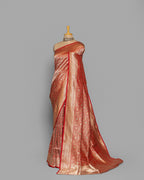 VERMILLION BANARASI SILK SAREE WITH TINCHOI MEENAKARI WORK
