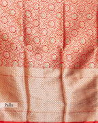 VERMILLION BANARASI SILK SAREE WITH TINCHOI MEENAKARI WORK