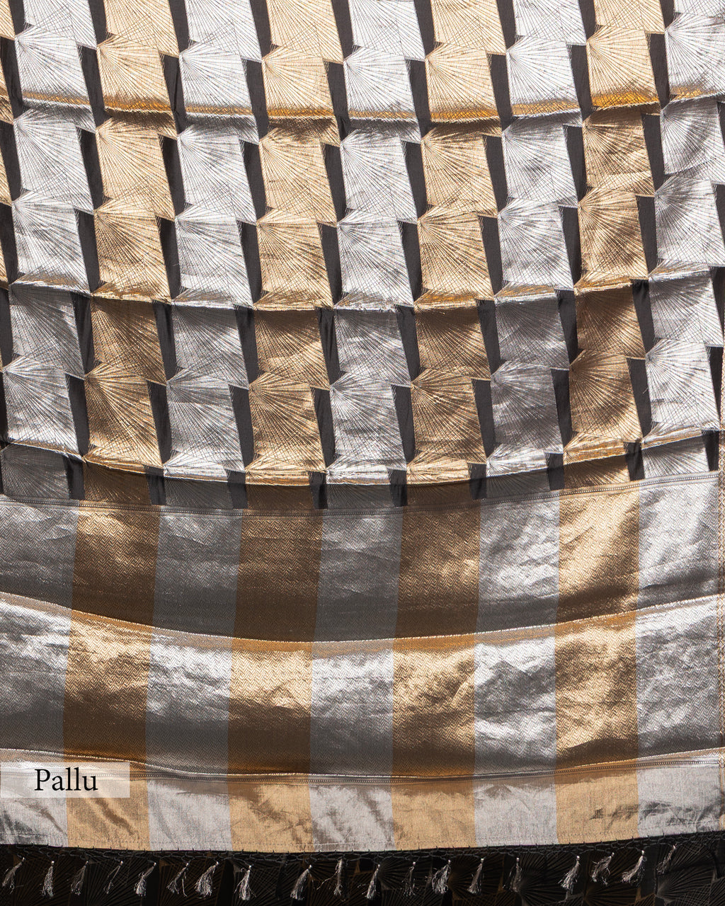 BLACK GOLD WITH SILVER ZARI SOFT TISSUE SAREE
