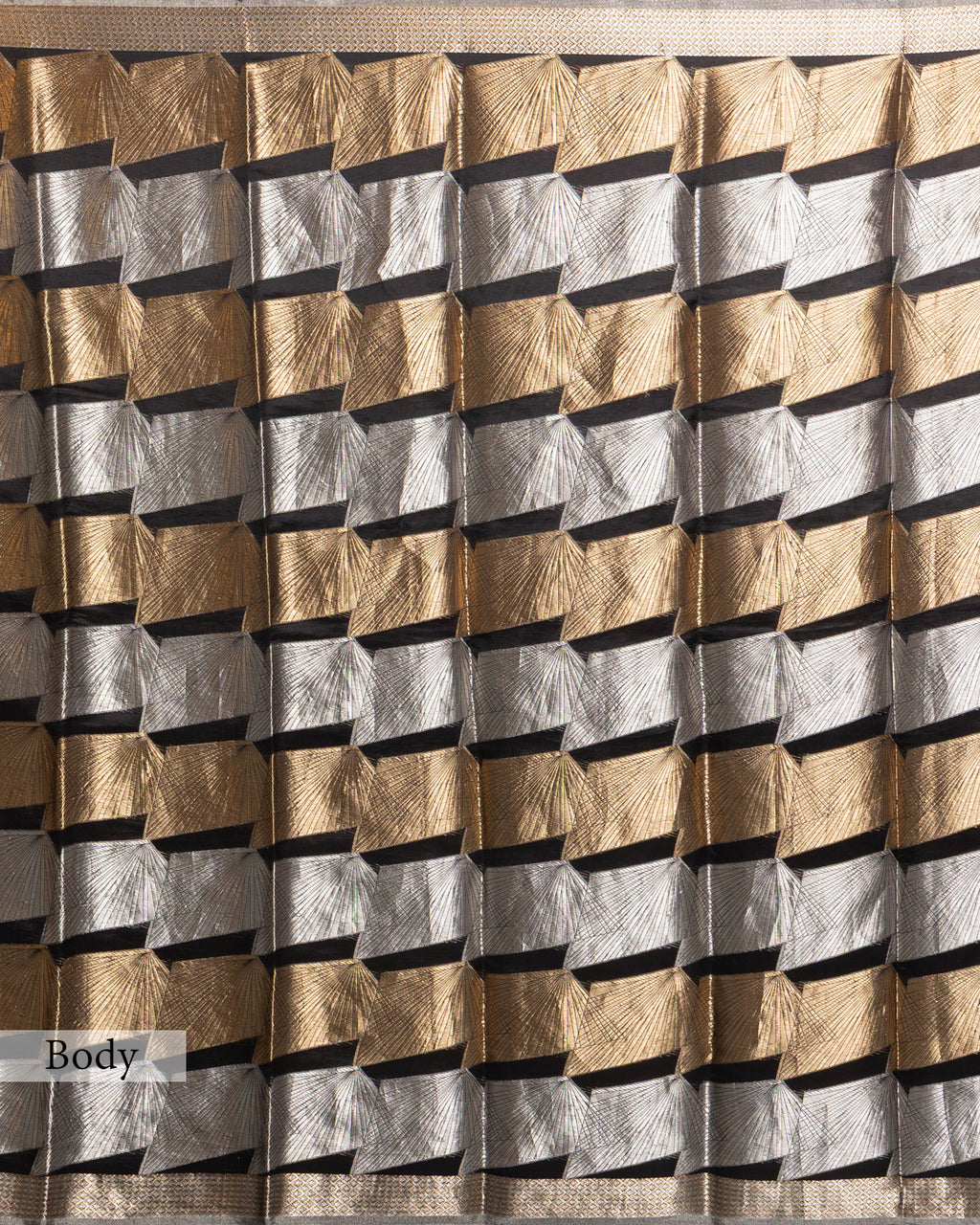 BLACK GOLD WITH SILVER ZARI SOFT TISSUE SAREE