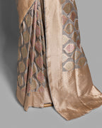 GOLD BLUE BANARASI SILK SAREE WITH TINCHOI MEENAKARI WORK