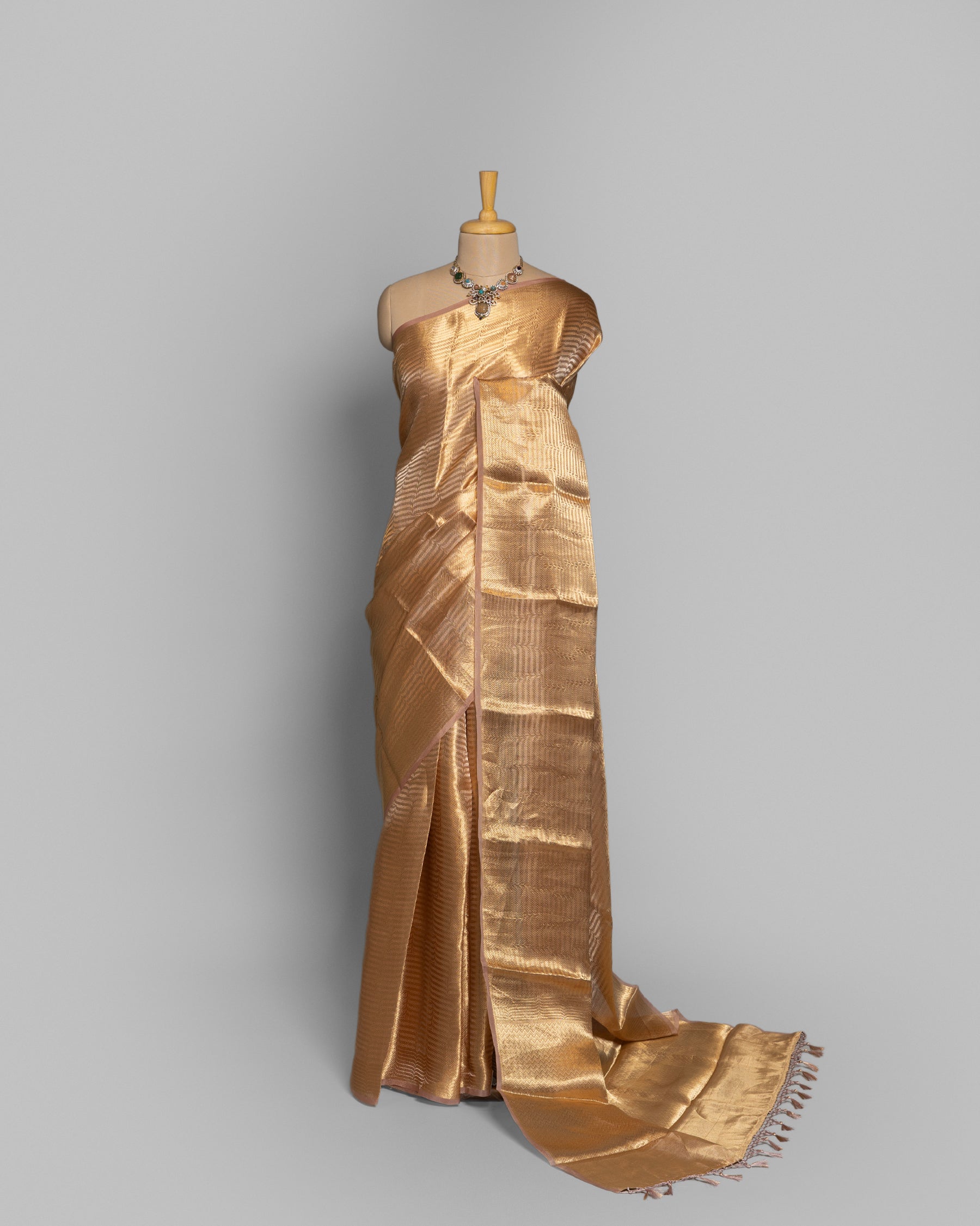 GOLDEN BANARASI ZARI WOVEN TISSUE SAREE