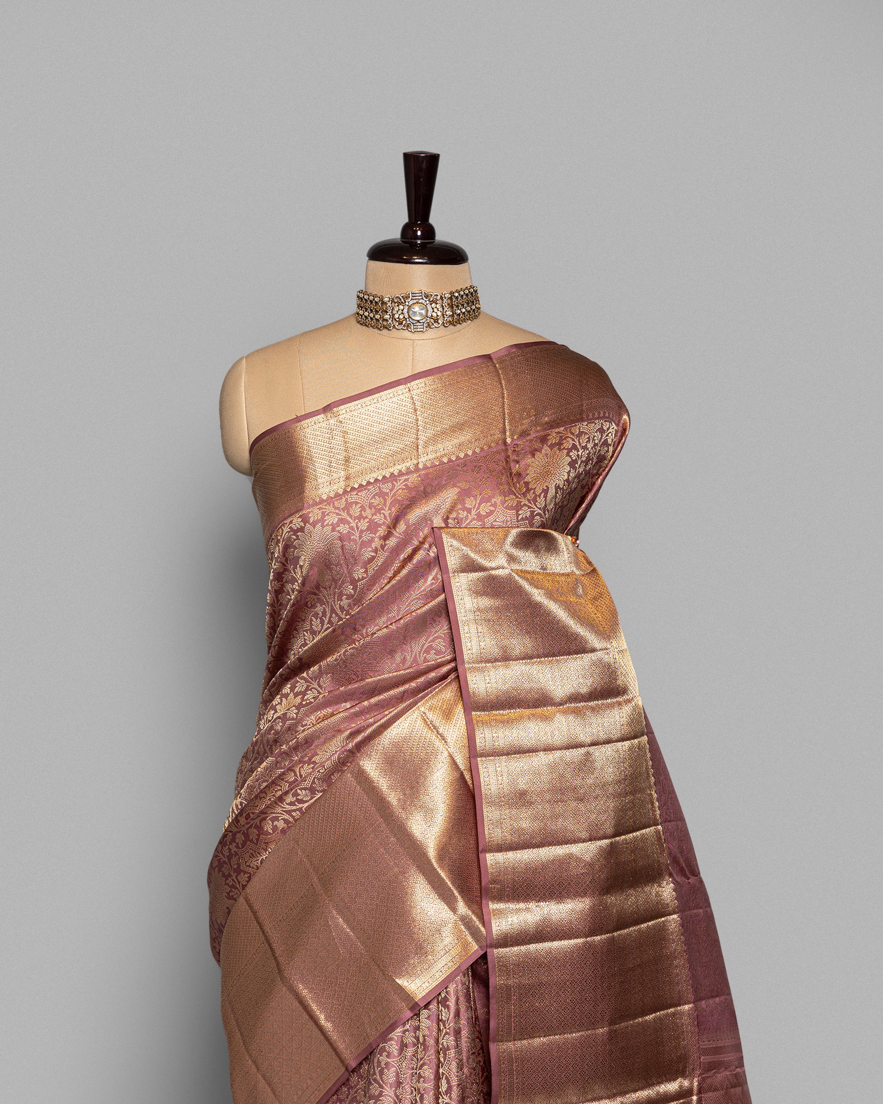 DUSKY PINK KANJEEVARAM SILK SAREE