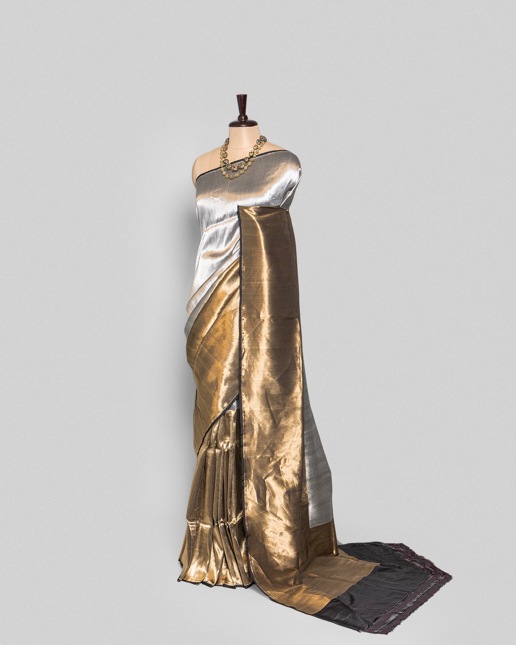 SILVER-GOLD ZARI WOVEN TISSUE SILK SAREE