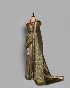 OLIVE SHIKARGAH WOVEN KANJEEVARAM SILK SAREE