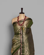 OLIVE SHIKARGAH WOVEN KANJEEVARAM SILK SAREE