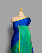INDIGO MASHRU SILK SAREE WITH CONTRAST BORDER