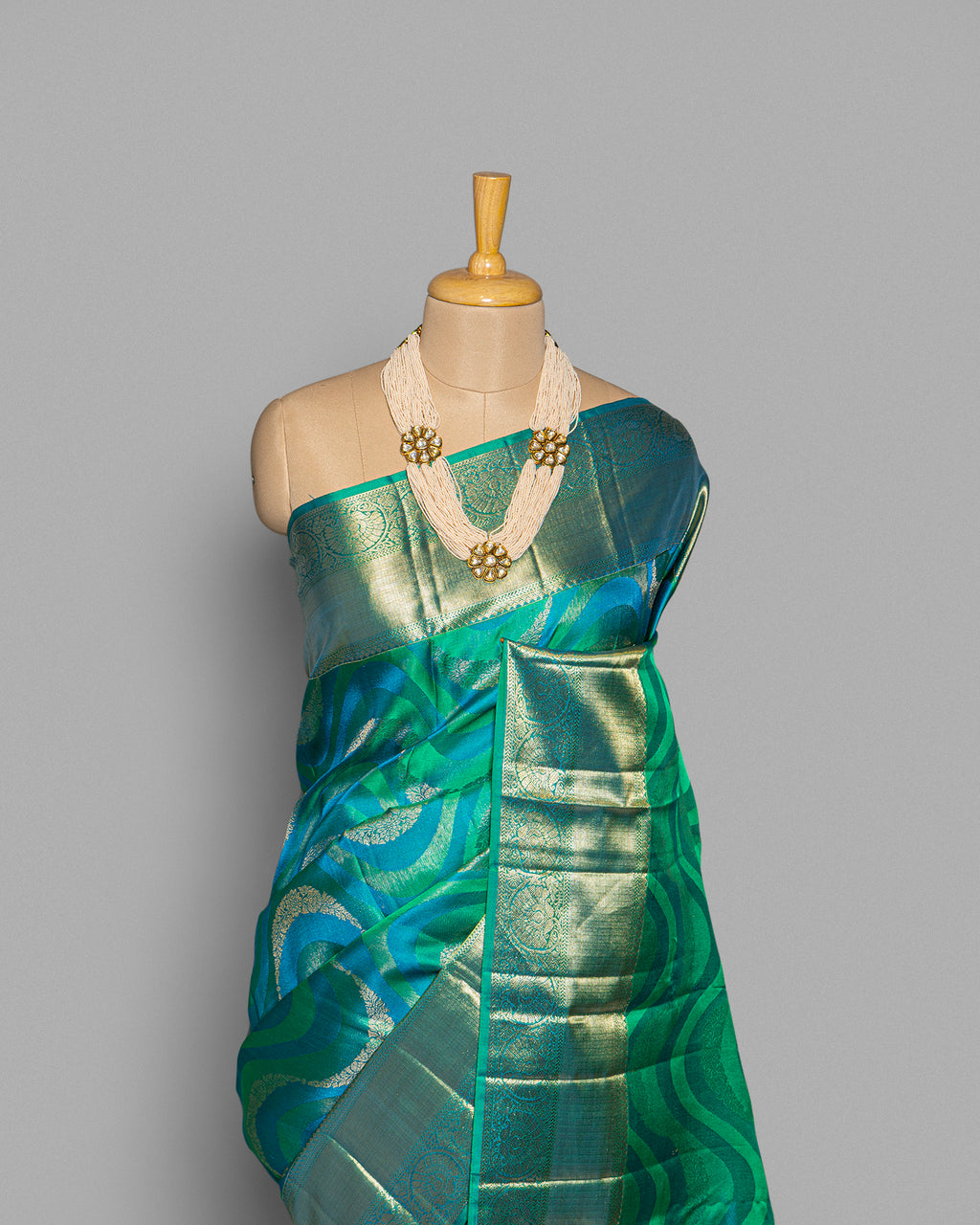 OCEANIC KANJEEVARAM SILK SAREE WITH RESHAM AND ZARI WEAVING