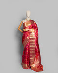 SCARLET KANJEEVARAM SILK SAREE WITH RESHAM AND ZARI WEAVING