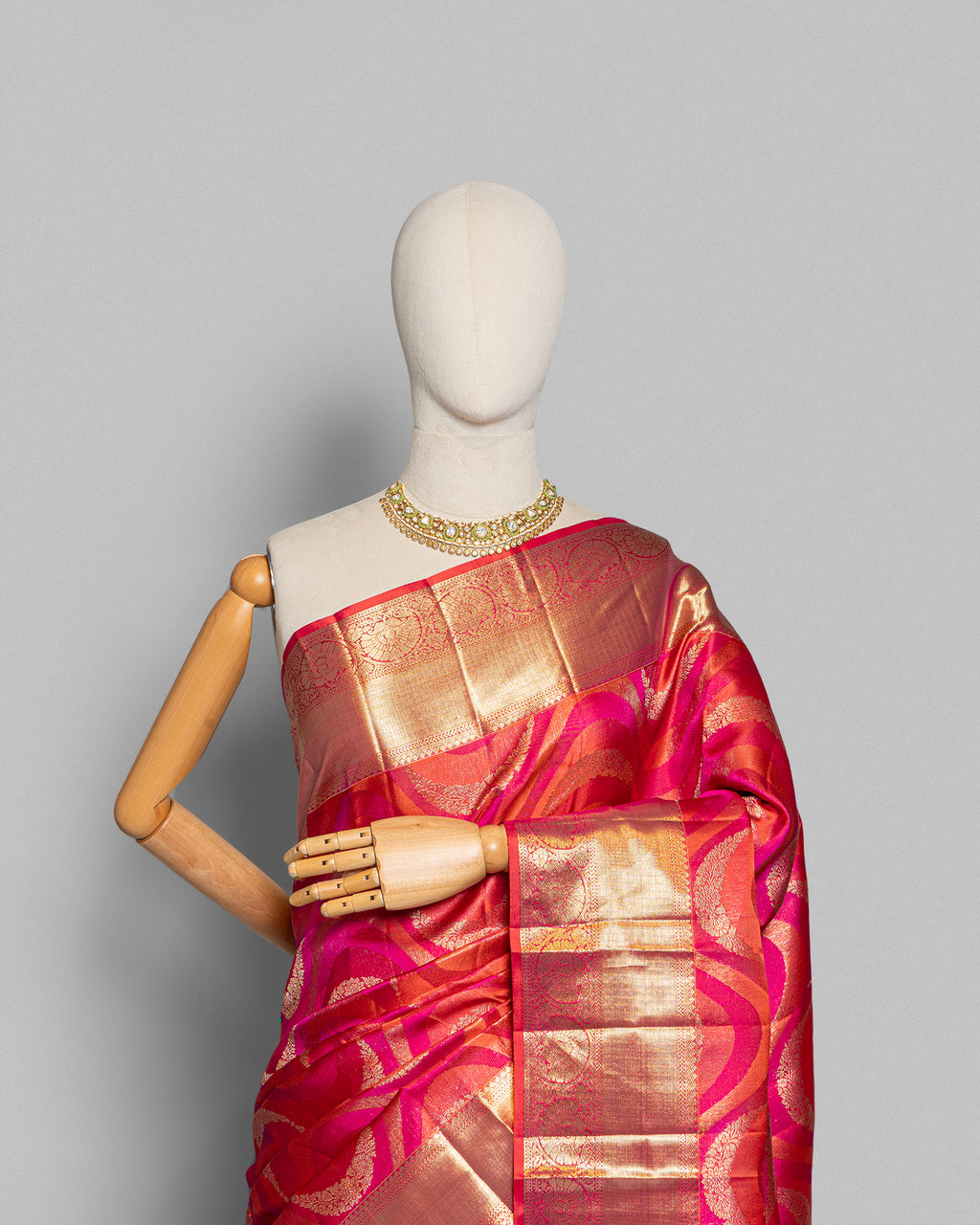 SCARLET KANJEEVARAM SILK SAREE WITH RESHAM AND ZARI WEAVING