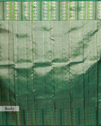 BOTTLE GREEN KANJEEVARAM SILK SAREE WITH CHATAI WEAVE