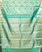 AQUA KANJEEVARAM SILK SAREE WITH LAGDI-PATTA CHATAI BORDER