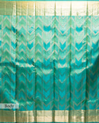 AQUA KANJEEVARAM SILK SAREE WITH LAGDI-PATTA CHATAI BORDER