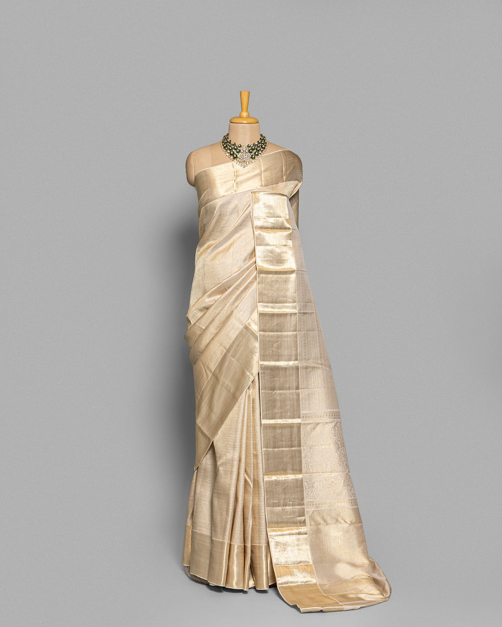 IVORY KANJEEVARAM SILK SAREE