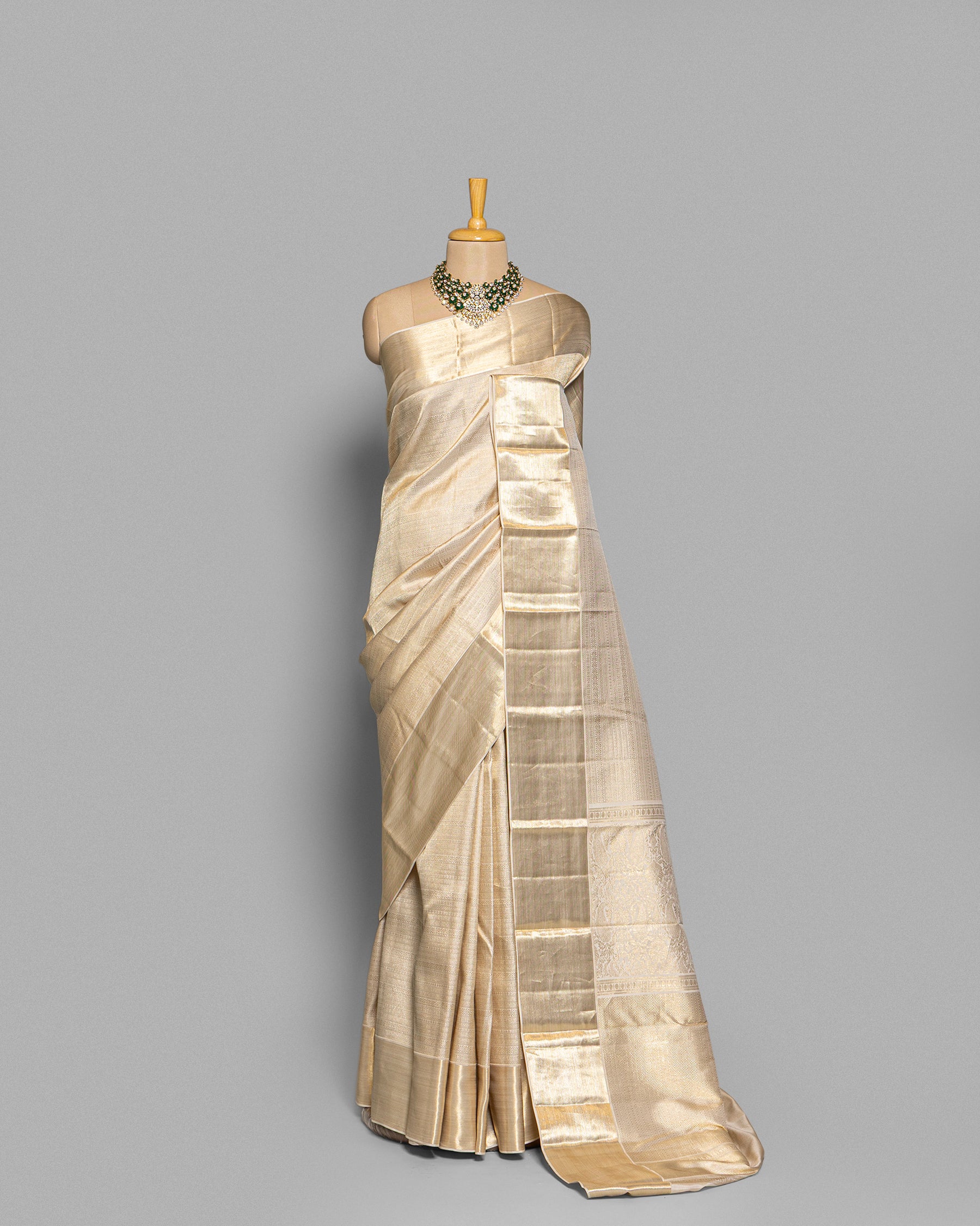 IVORY KANJEEVARAM SILK SAREE