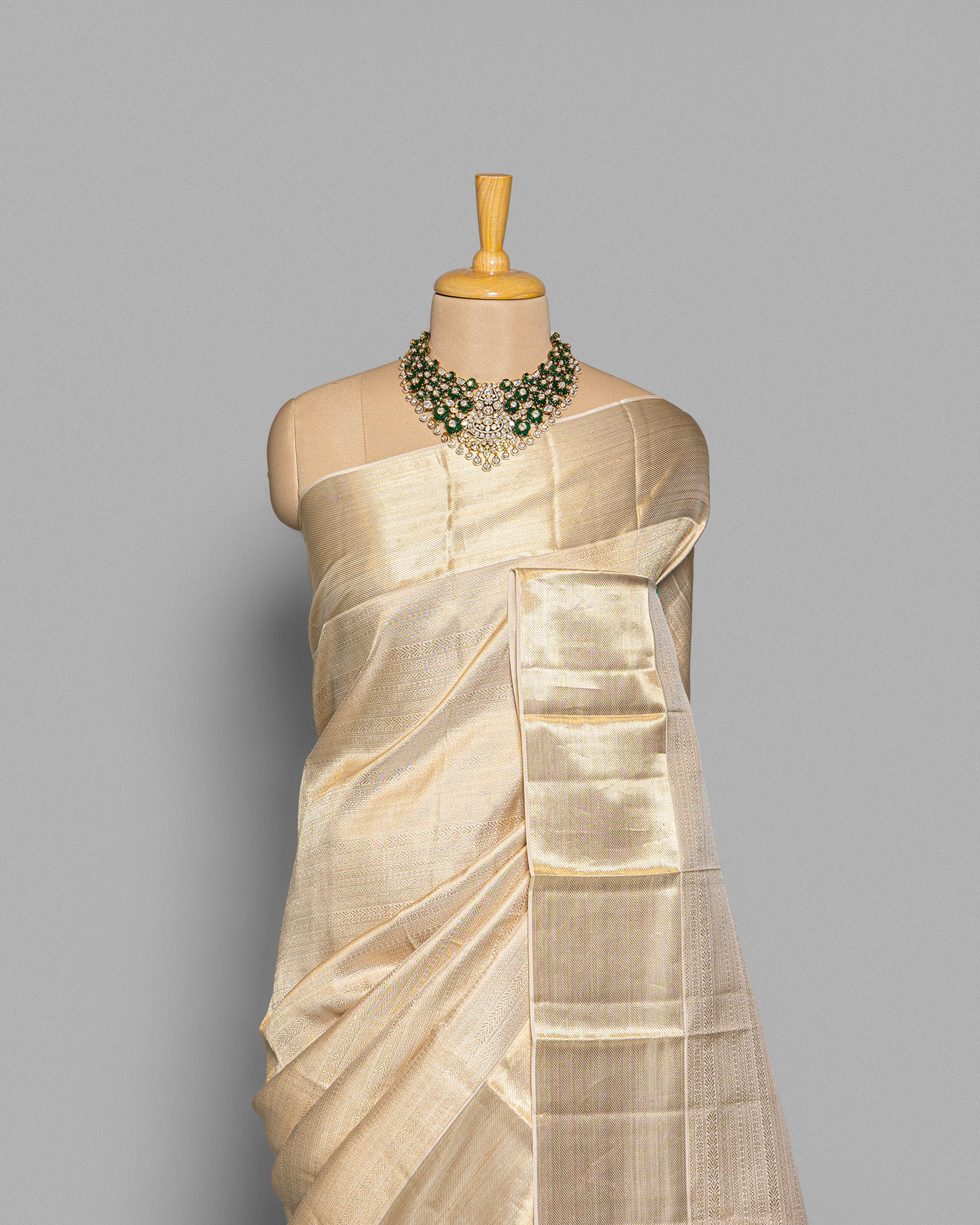 IVORY KANJEEVARAM SILK SAREE