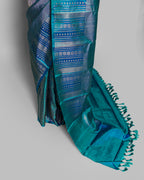 INDIGO KANJEEVARAM SILK SAREE WITH CHATAI WEAVE