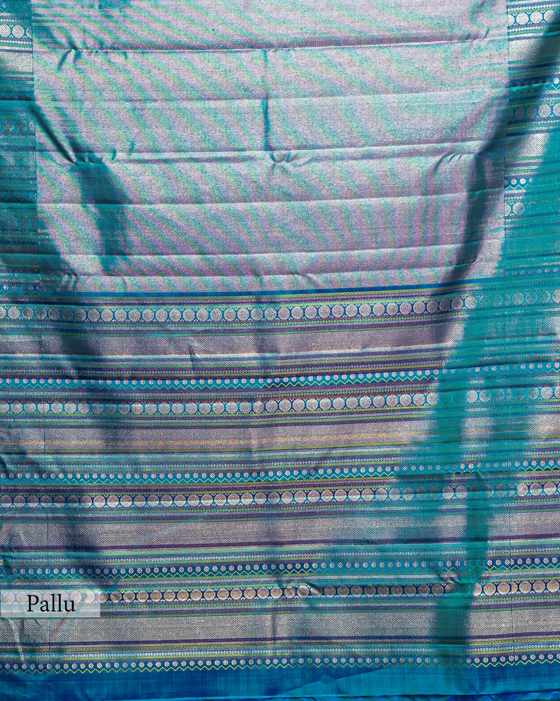 INDIGO KANJEEVARAM SILK SAREE WITH CHATAI WEAVE