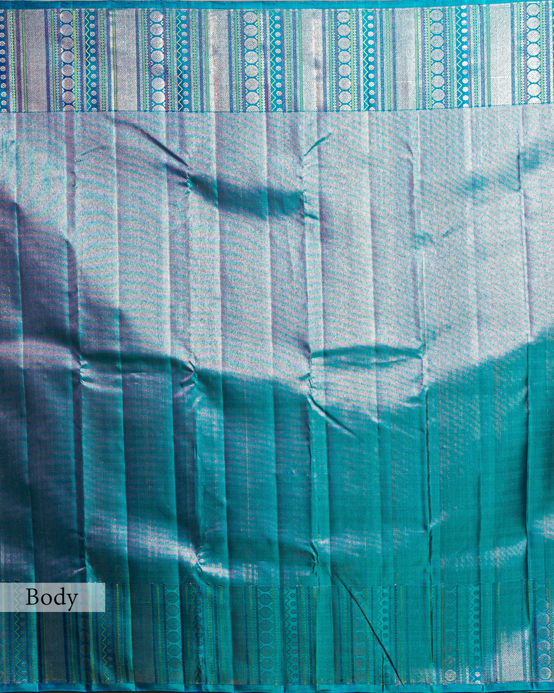 INDIGO KANJEEVARAM SILK SAREE WITH CHATAI WEAVE