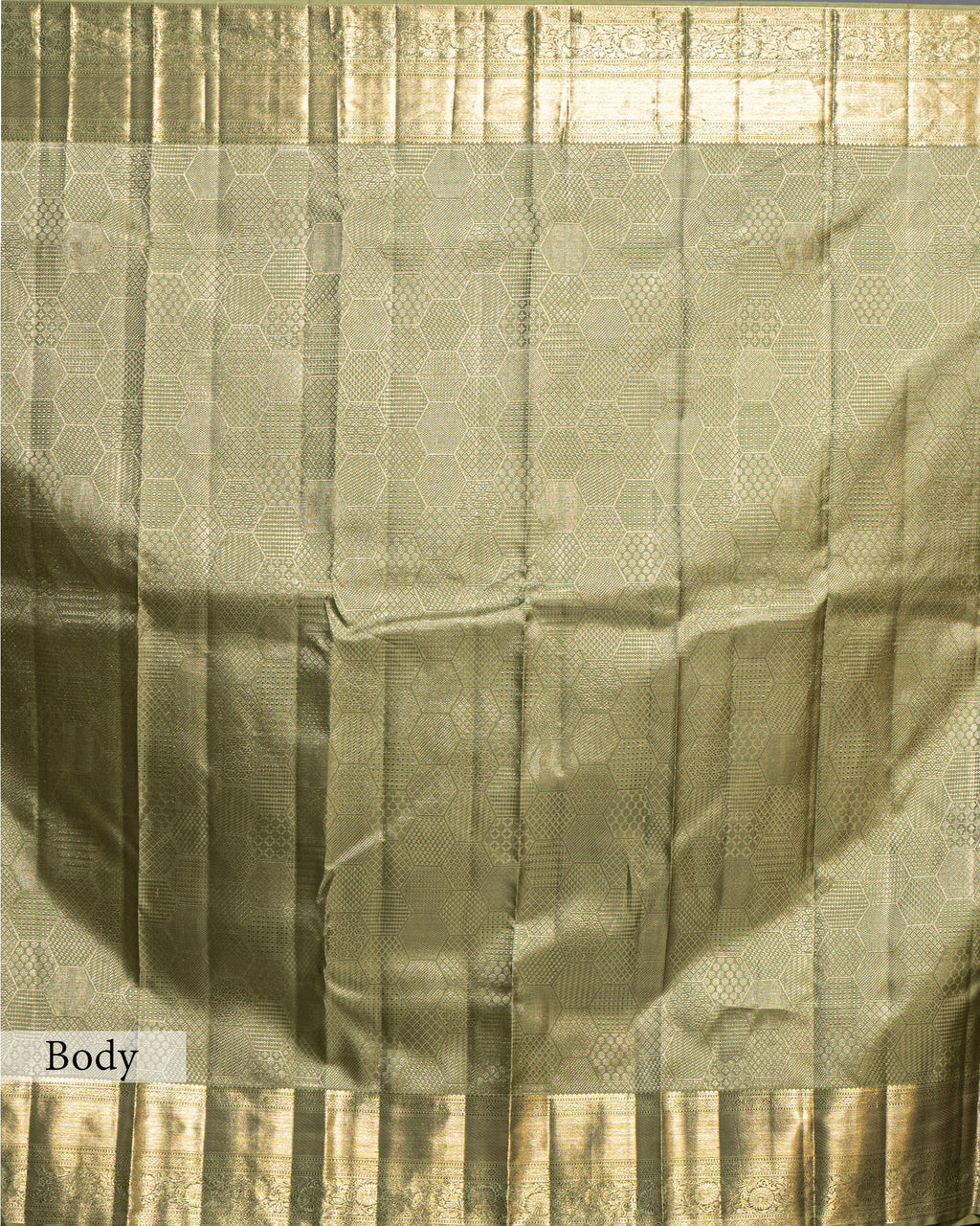 PASTEL GREEN KANJEEVARAM SILK SAREE WITH DOUBLE BORDER