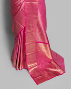 FUCHSIA KANJEEVARAM SILK SAREE WITH JAAL WEAVING