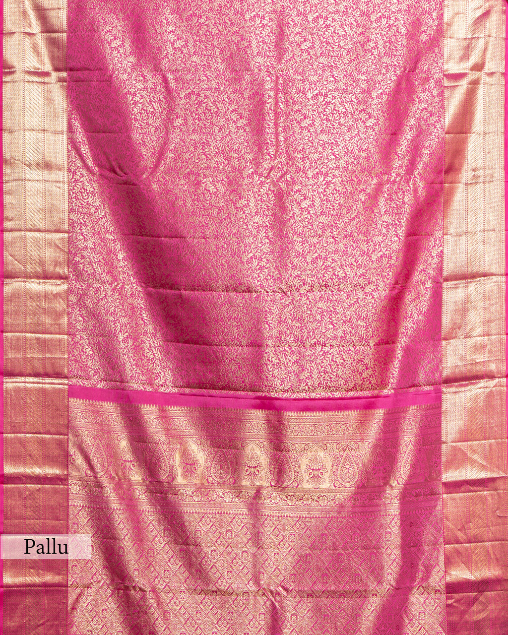 FUCHSIA KANJEEVARAM SILK SAREE WITH JAAL WEAVING