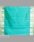 CYAN BLUE KANJEEVARAM SILK SAREE WITH DOUBLE BORDER