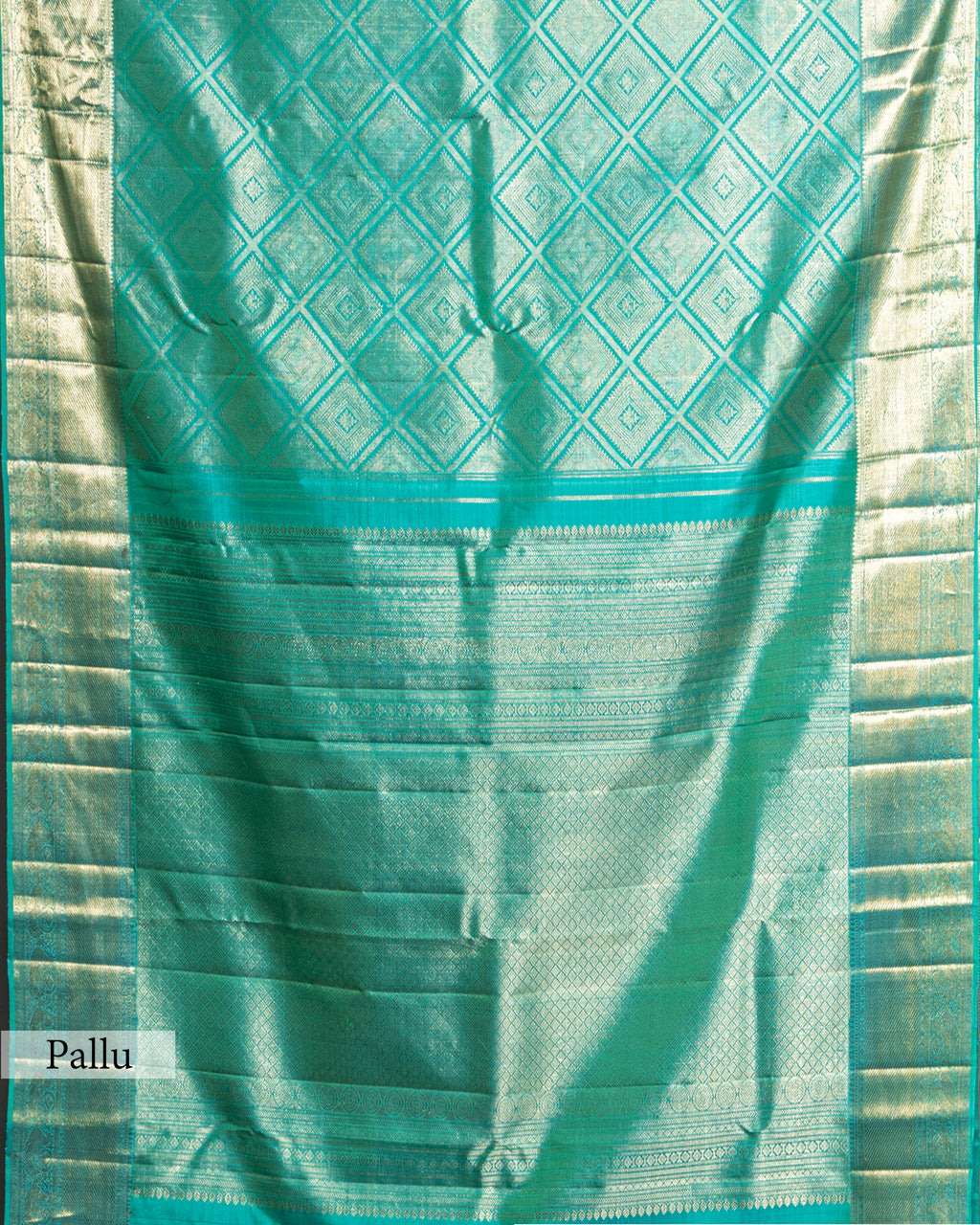 CYAN BLUE KANJEEVARAM SILK SAREE WITH DOUBLE BORDER