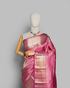 CARNATION KANJEEVARAM SILK SAREE WITH LAGDI-PATTA BORDER