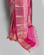 CARNATION KANJEEVARAM SILK SAREE WITH LAGDI-PATTA BORDER