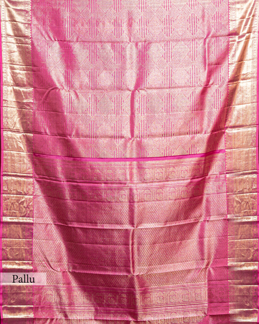 CARNATION KANJEEVARAM SILK SAREE WITH LAGDI-PATTA BORDER
