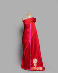 SCARLET MASHRU SILK SAREE WITH HANDWOVEN ZARI