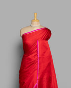 SCARLET MASHRU SILK SAREE WITH HANDWOVEN ZARI