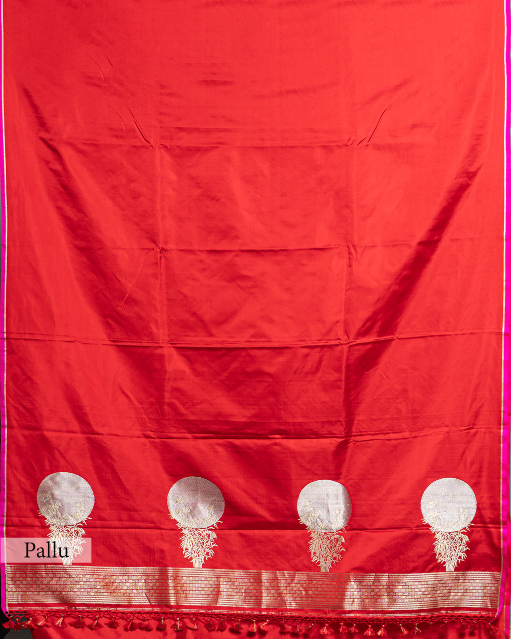 SCARLET MASHRU SILK SAREE WITH HANDWOVEN ZARI
